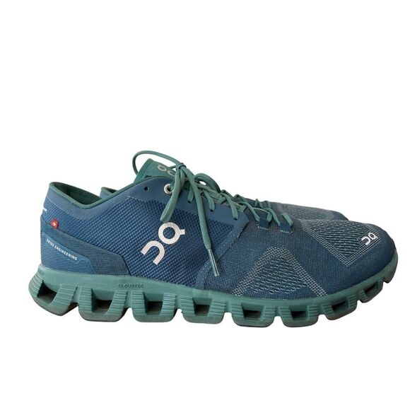 ON CLOUD X Running Shoes Men’s Storm Tide Blue Green Size 12.5 - Picture 6 of 13